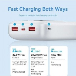 POWERBANK VENTION 20000MAH 2XUSB-A + USB-C LED DISPLAY 22.5W BLACK