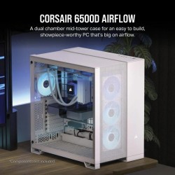 CAJA ORDENADOR GAMING CORSAIR 6500D AIRFLOW CRISTAL TEMPLADO WHITE