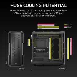 CAJA ORDENADOR GAMING CORSAIR 5000T CRISTAL TEMPLADO BLACK