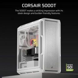 CAJA ORDENADOR GAMING CORSAIR 5000T CRISTAL TEMPLADO WHITE