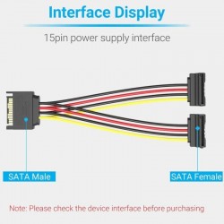 CABLE ALIMENTACION VENTION SATA/M - 2X SATA/H 15CM