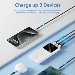 POWERBANK VENTION 10000MAH 2XUSB-A + USB-C LED DISPLAY 22.5W BLACK