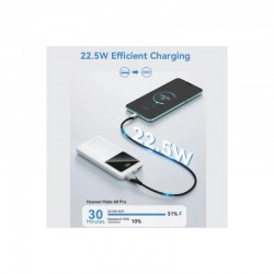 POWERBANK VENTION 10000MAH 2XUSB-A + USB-C LED DISPLAY 22.5W WHITE