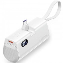 POWERBANK VENTION 4800MAH 2XUSB-C + LIGHTNING 22.5W USB-C PLEGABLE WHITE
