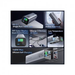 POWERBANK VENTION 27000MAH 2XUSB-A + 2XUSB-C LED DISPLAY 140W GREY