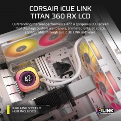 REFRIGERACION LIQUIDA CPU CORSAIR ICUELINK TITAN 360 RX 360MM RGB LCD WHITE